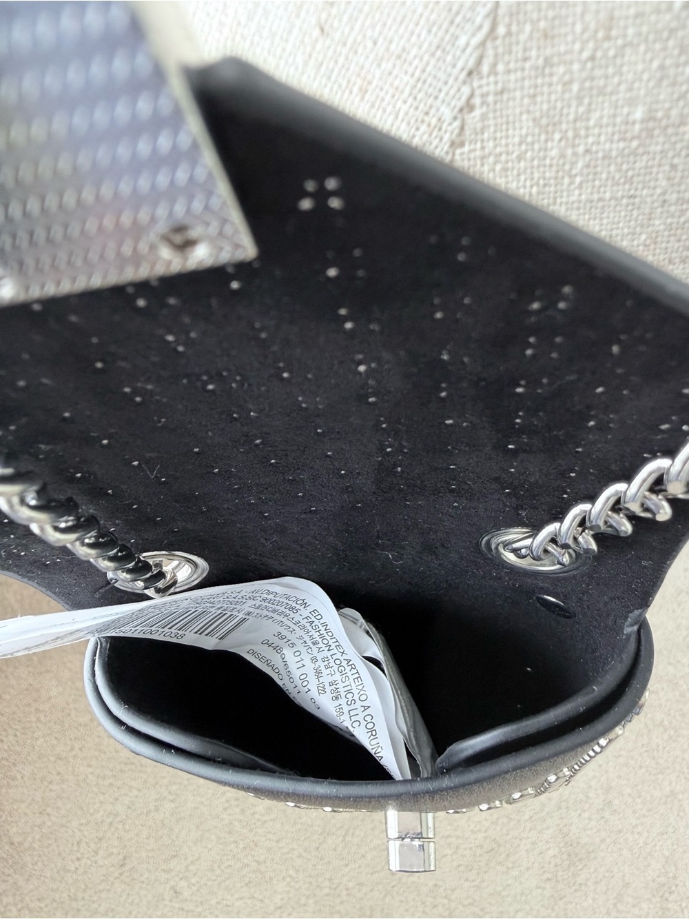 Stradivarius Black Studded Mini Crossbody Bag with Chain - Picture 10 of 13